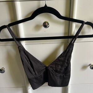 Dark Gray Silk Bra Top